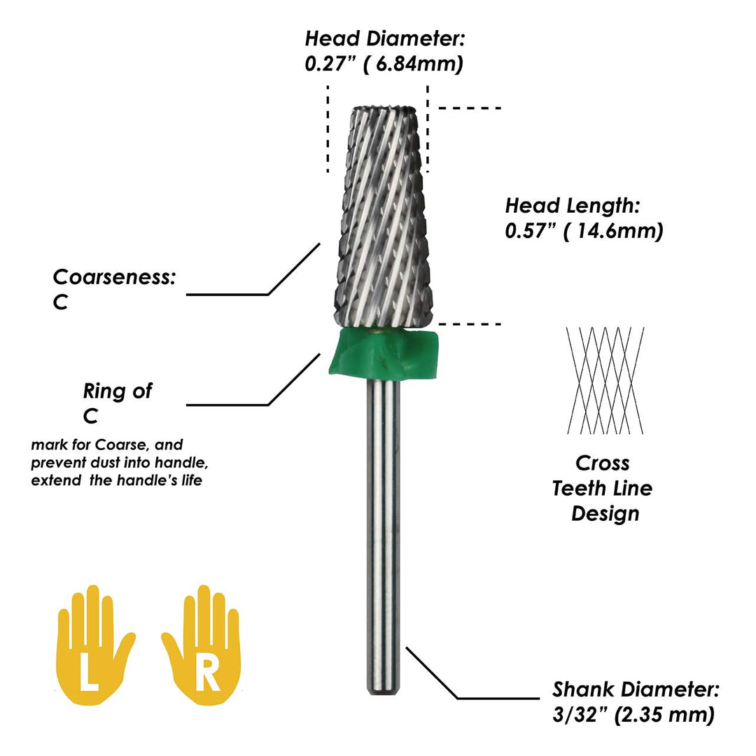 5 in 1 Multi-Function Tapered Shape Nail Drill 7.0mm Cross Cut