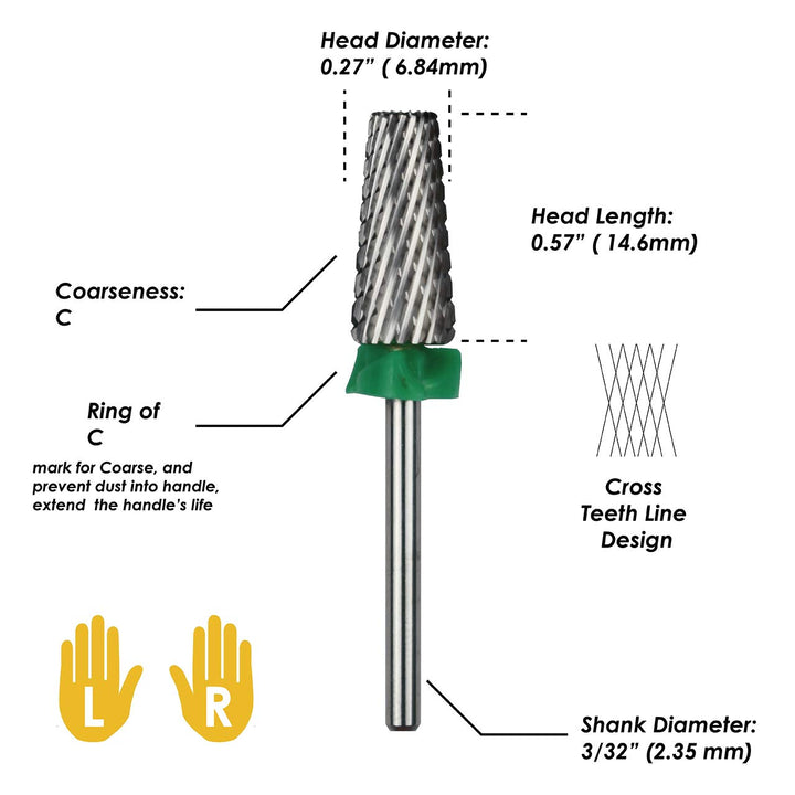 5 in 1 Multi-Function Tapered Shape Nail Drill 7.0mm Cross Cut