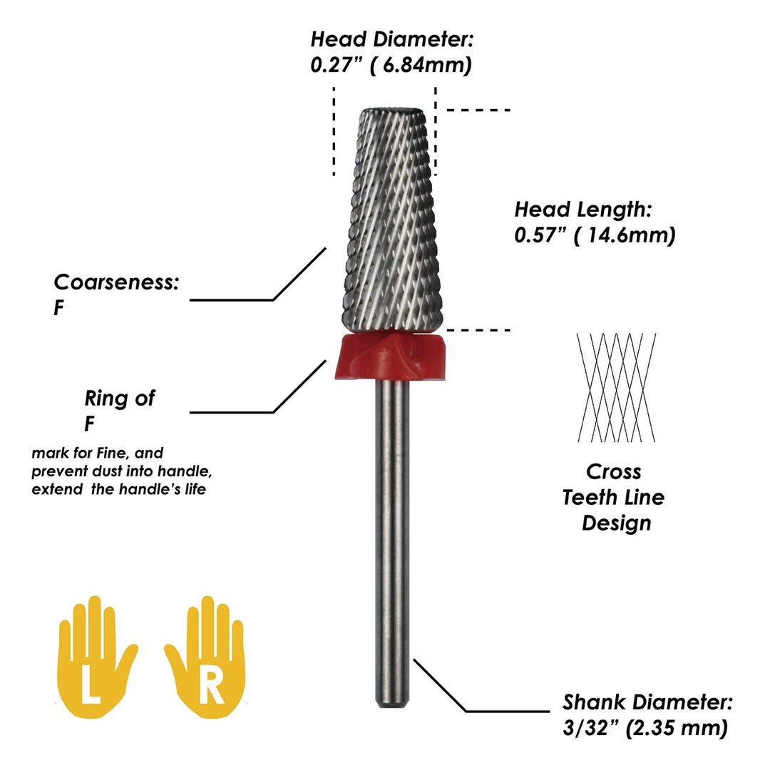 5 in 1 Multi-Function Tapered Shape Nail Drill 7.0mm Cross Cut